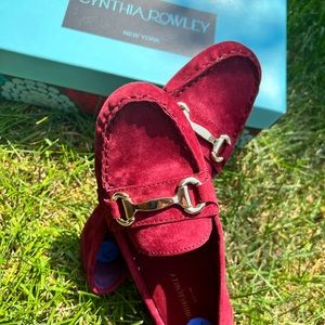 Cynthia Rowley Seeker Suede Leather Upper Wine Red Loafers